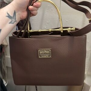 Loungefly Harry Potter Brown Shoulder Bag with Gold Accents
